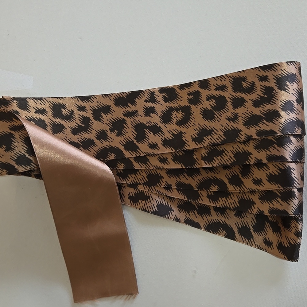Leopard Print Satin Fabric Trim 3.5 meters New